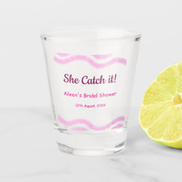 Copo De Shot Ela pega espiral rosa linhas aquarela noiva 