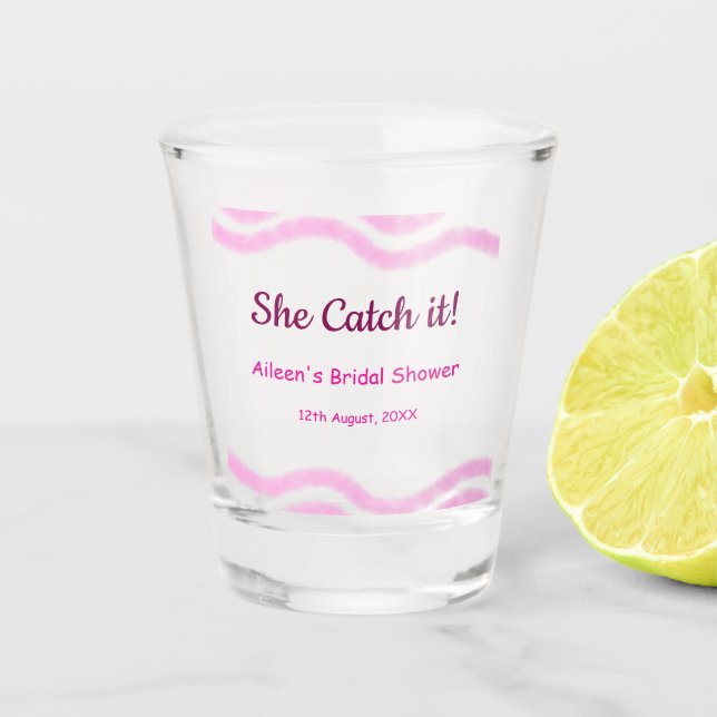 Copo De Shot Ela pega espiral rosa linhas aquarela noiva  (Frente)
