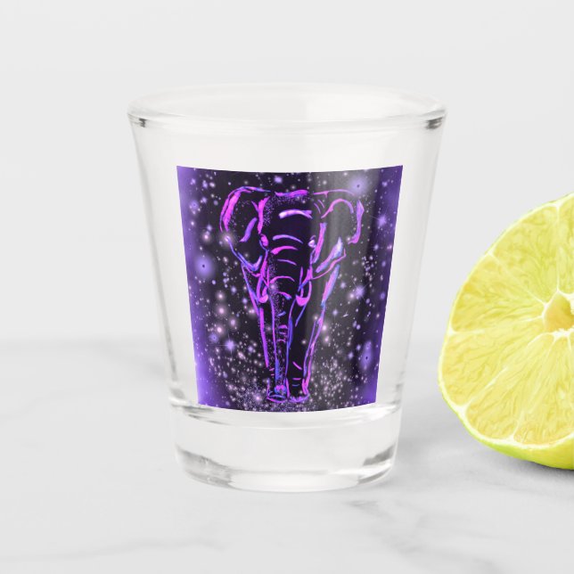 Copo De Shot Elefante Atirou Vidro Caminhando Na Noite Estrelad (Frente)