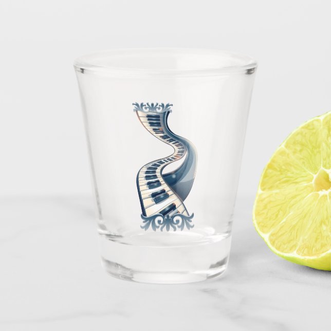 Copo De Shot Elegance in piano keys and blossoms.  (Frente)