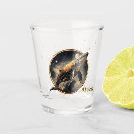 Copo De Shot elegância cósmica, o ouro, baleia negra
