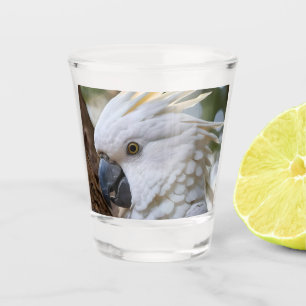 Copo De Shot Elegância em Branco: A Majestosa Cockatoo Aussie