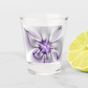 Copo De Shot Elegância Floral Moderna Abstrato Violet Art