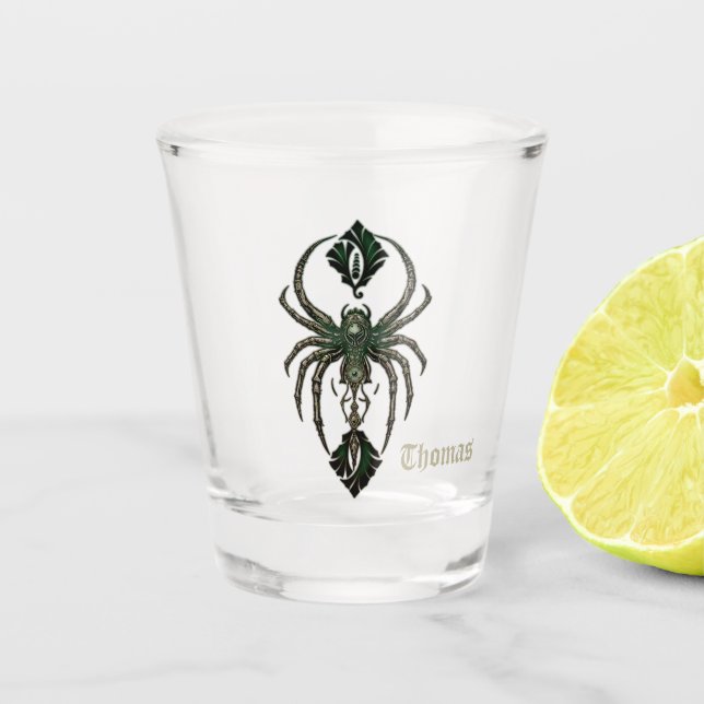 Copo De Shot elegância mecânica, a aranha no escuro. (Frente)