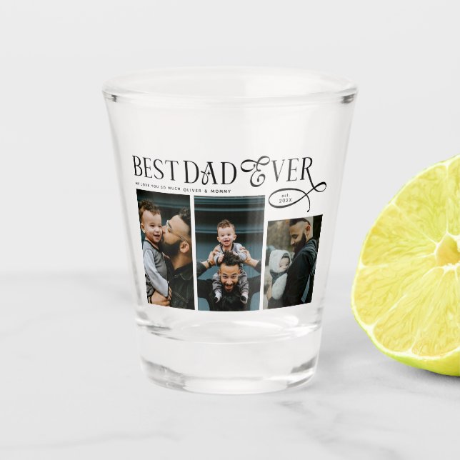 Copo De Shot Elegant Best Dad Ever Photo Collage Fathers Day (Frente)