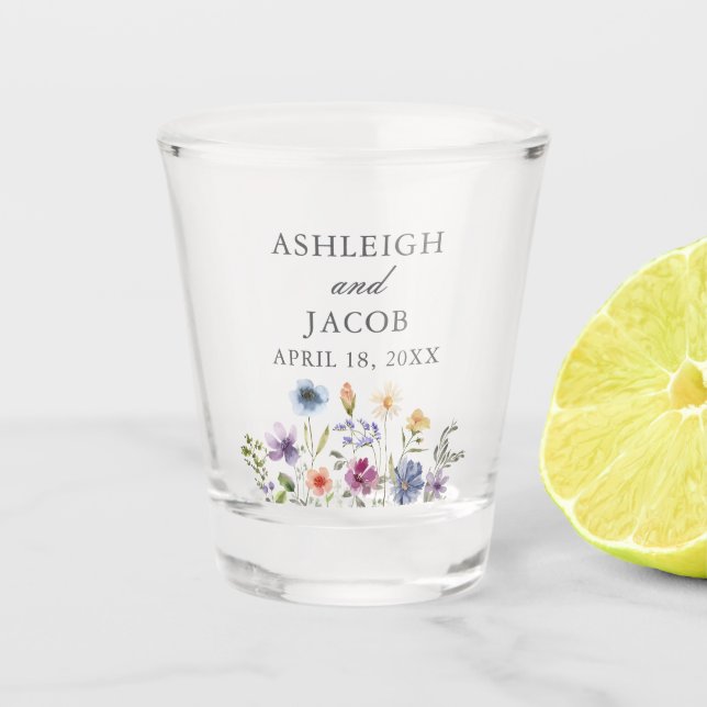 Copo De Shot Elegant Wildflower Spring Wedding Personalized (Frente)