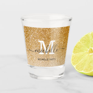 Copo De Shot Elegante Glitter Sparkle Dourado Chic
