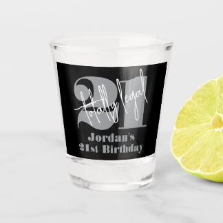 Copo De Shot Elegante Moderno Script Preto Aniversário de 21 An