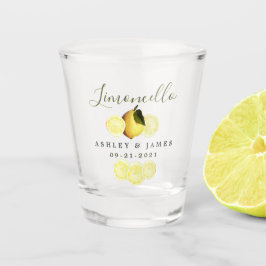 Copo De Shot Elegante Script Watercolor Lemon Wedding Limoncell