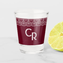 Copo De Shot Elegante Vintage Burgundy Maroon White Lace