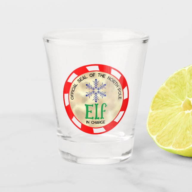 Copo De Shot Elfo de Natal bonito e engraçado encarregado (Frente)