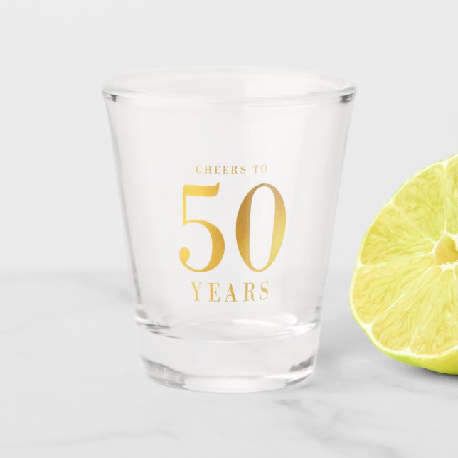 Copo De Shot Elogios Dourados do falso a 50 anos de aniversário (Frente)