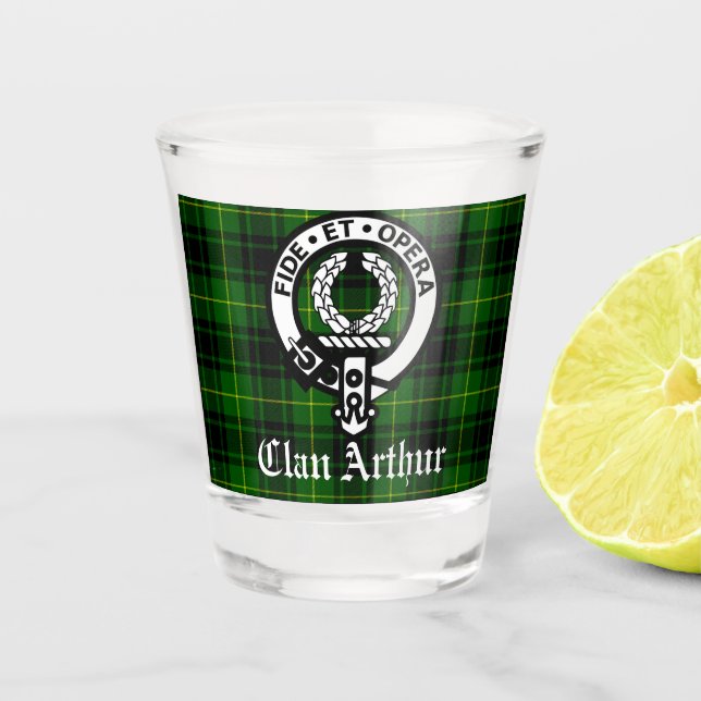 Copo De Shot Emblema da Crista do Clã Arthur & Tartan  (Frente)