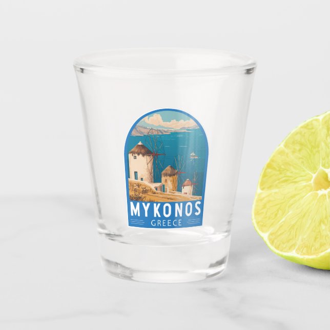 Copo De Shot Emblema de Viagem de Grécia do Mykonos (Frente)