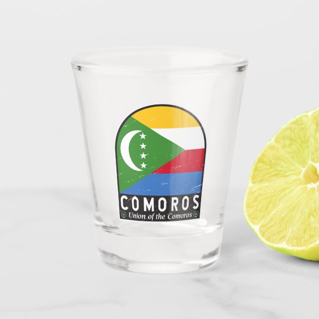 Copo De Shot Emblema emblem aflorado nas Comores (Frente)
