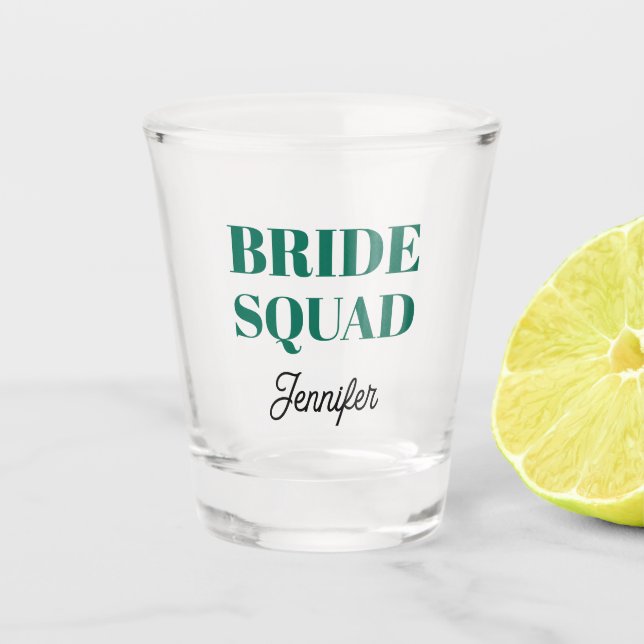 Copo De Shot Emerald Green Wedding Bride Squad Personalized (Frente)