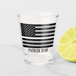 Copo De Shot EMS Fino White Line American Flag Add Name