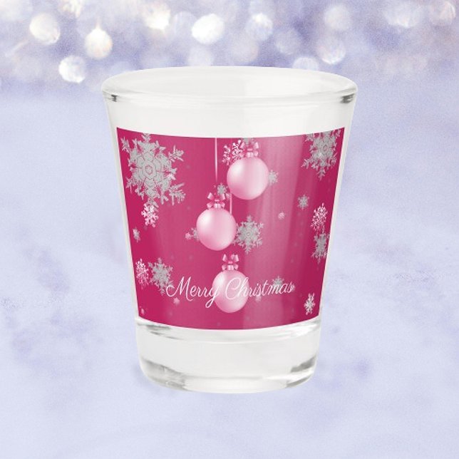 Copo De Shot Enfeites de natal cor-de-rosa (Pink Christmas Ornaments Shot Glass)