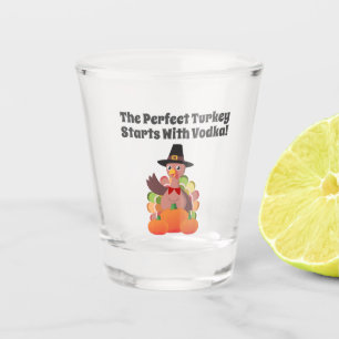 Copo De Shot Engraçado Ação de Graças Vodka Turquia Pumpkin