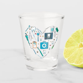 Copo De Shot Engraçado Dentista Dental Tool Heart