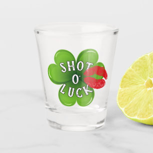 Copo De Shot Engraçado Irlandês Kiss Lucky Green Clover Leaf