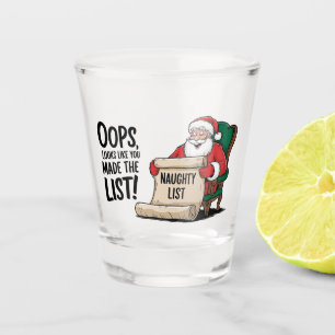 Copo De Shot Engraçado Santa Claus Naughty List Design de Natal