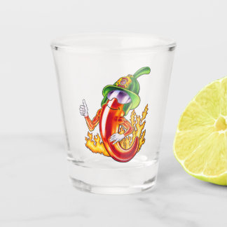 Copo De Shot Engraçados E Orgulhosos Chili Em Fogo Dá Mãos