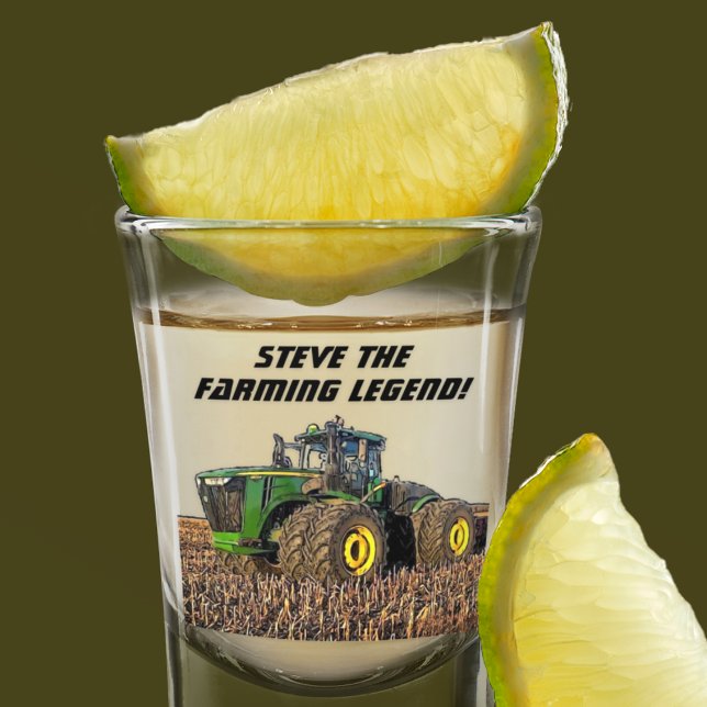 Copo De Shot Equipamento legal personalizado para tratores de l (Farming Legend Shot Glass makes a great gift for the farmer in your life. Features a green tractor.)