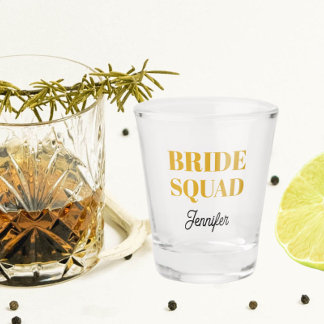 Copo De Shot Esquadra de Noiva de Casamento Amarelo Dourado Per