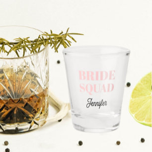 Copo De Shot Esquadra de Noiva de Casamento Rosa Personalizada