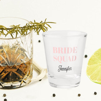 Copo De Shot Esquadra de Noiva de Casamento Rosa Personalizada