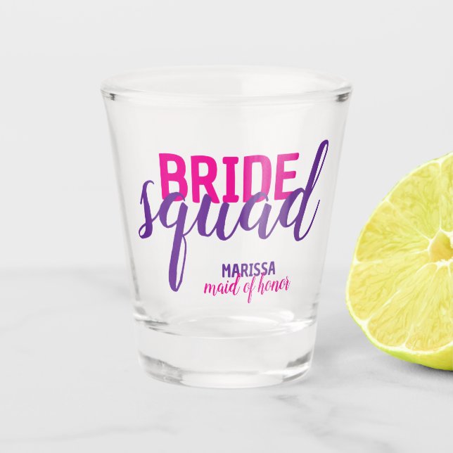 Copo De Shot Esquadrão da NOIVA novidade rosa script despedida  (Frente)