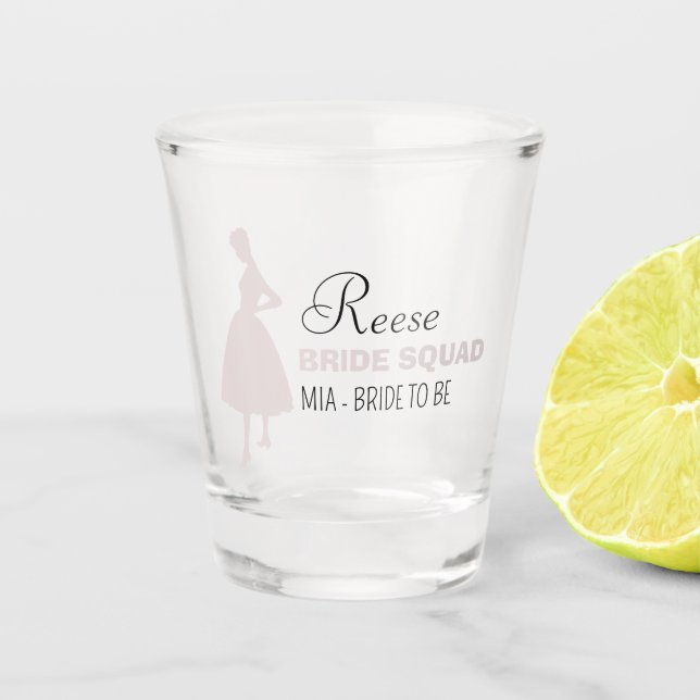 Copo De Shot Esquadrão de Noivas | Balneira Rosa Quente Bridesm (Frente)