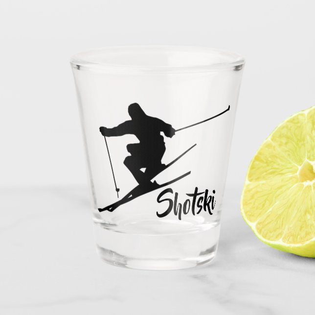 Copo De Shot Esqui em declive seu texto (Frente)