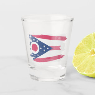Copo De Shot Estado de Ohio, pavilhão do Ohio, pincelado, bande