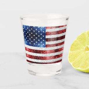Copo De Shot Estados Unidos: bandeira azul-vermelho brilha