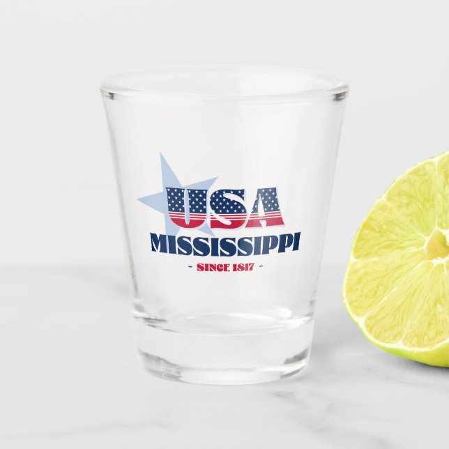 Copo De Shot Estrelas, Stripes e Mississippi 1817 Shot glass (Frente)