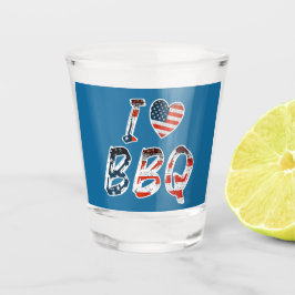 Copo De Shot Eu adoro churrasco, patriótico americano