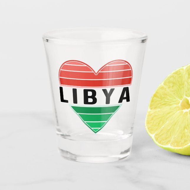 Copo De Shot Eu amo a Líbia, coração líbio (Frente)