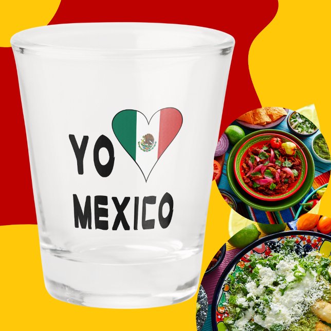 Copo De Shot Eu Amo Bandeira do México Coração  (Criador carregado)