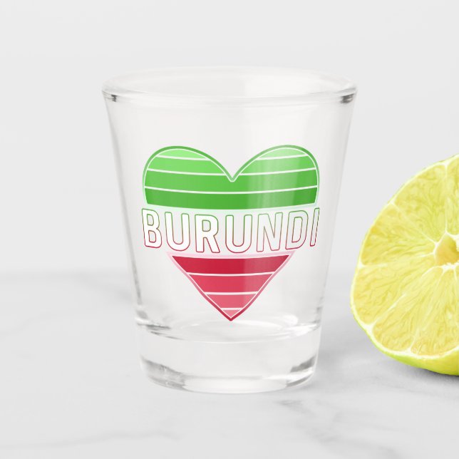Copo De Shot Eu Amo Burundi, Coração Burundi (Frente)