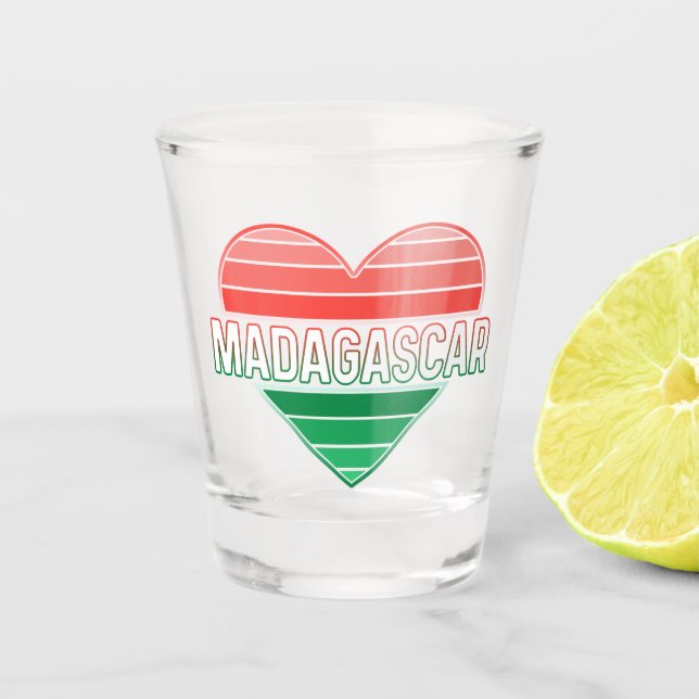 Copo De Shot Eu amo Madagascar, coração malgaxe (Frente)