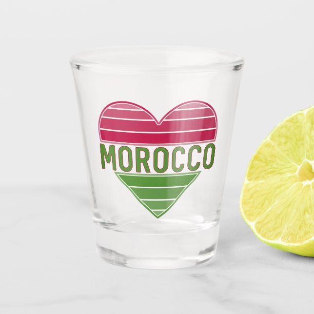 Copo De Shot Eu amo Marrocos, coração marroquino (Frente)