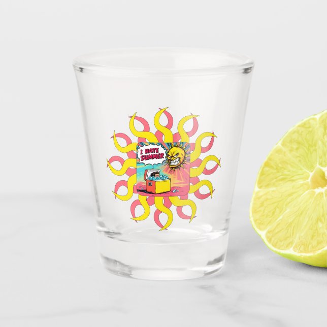 Copo De Shot Eu Odeio o Verão! Ilustração Divertida em Estilo d (Frente)