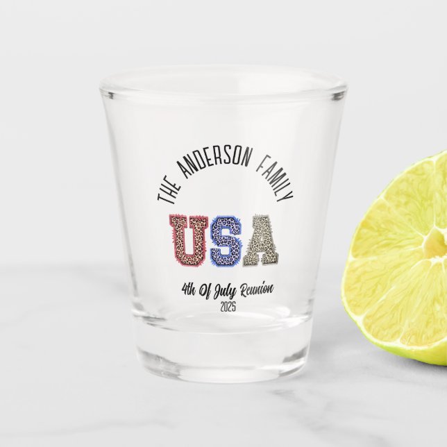 Copo De Shot EUA Cheetah Impressão Personalizado Nome da Reuniã (Frente)