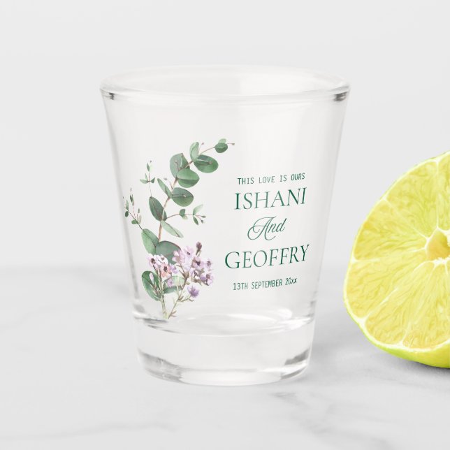 Copo De Shot Eucalyptus Leaves Greenery Wedding  (Frente)