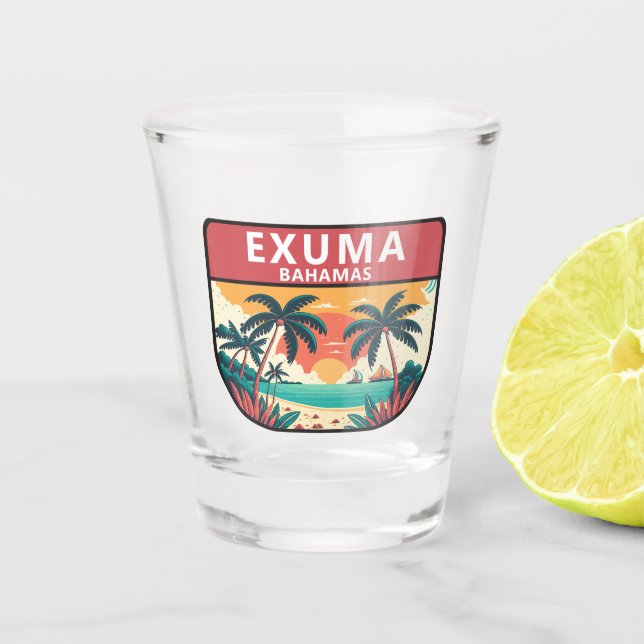Copo De Shot Exuma Bahamas Retro Emblem (Frente)