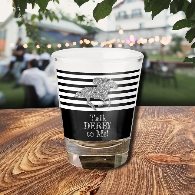 Copo De Shot Fale Derby para Me Silver Racecavalo (Talk Derby to Me Silver Racehorse Shot Glass)
