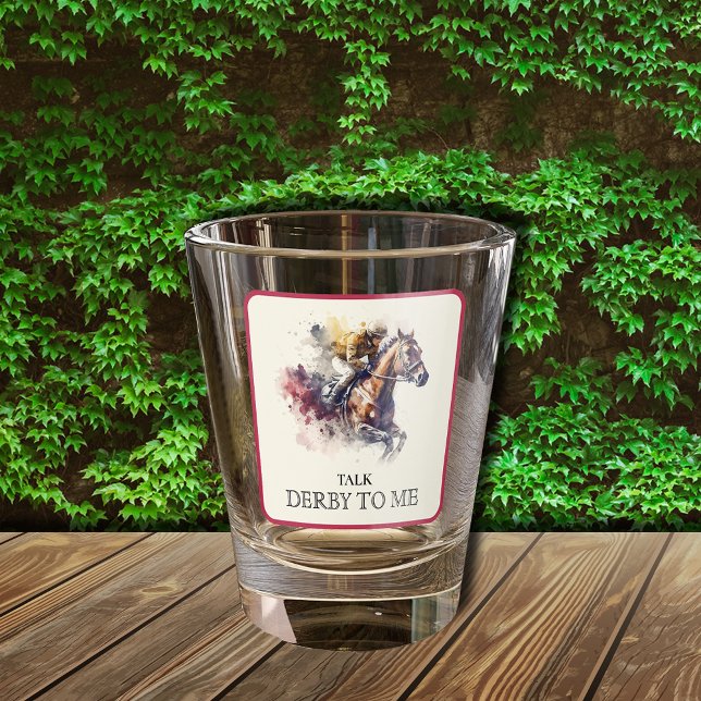 Copo De Shot Fale Derby para Mim Vermelho Racecavalo (Talk Derby to Me Racehorse Red Border Shot Glass)