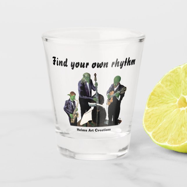 Copo De Shot Fantasy Jazz Musicians Music Art Shot Glass (Frente)